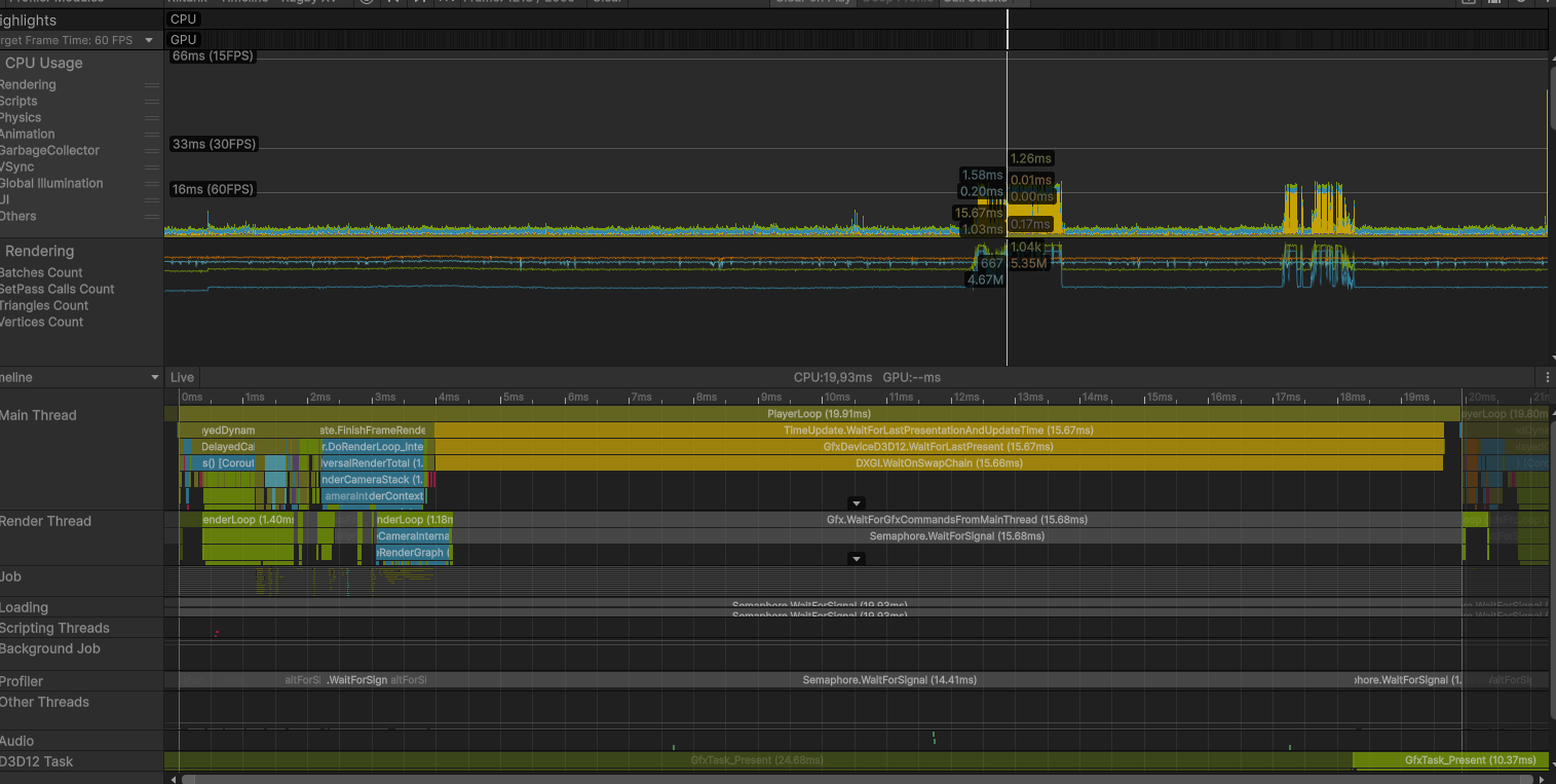 Profiler timeline showing the paint system cost