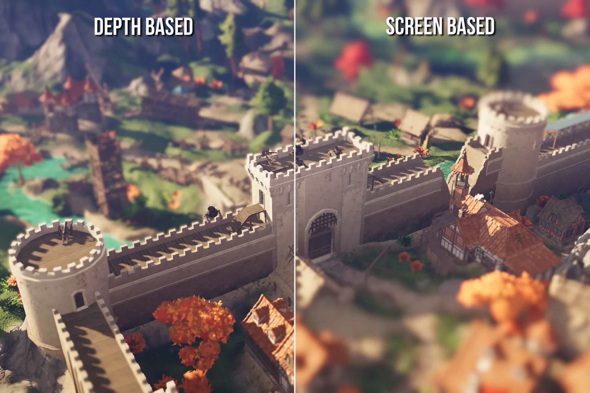 Depth Based vs Linear Gradient blur mode comparison