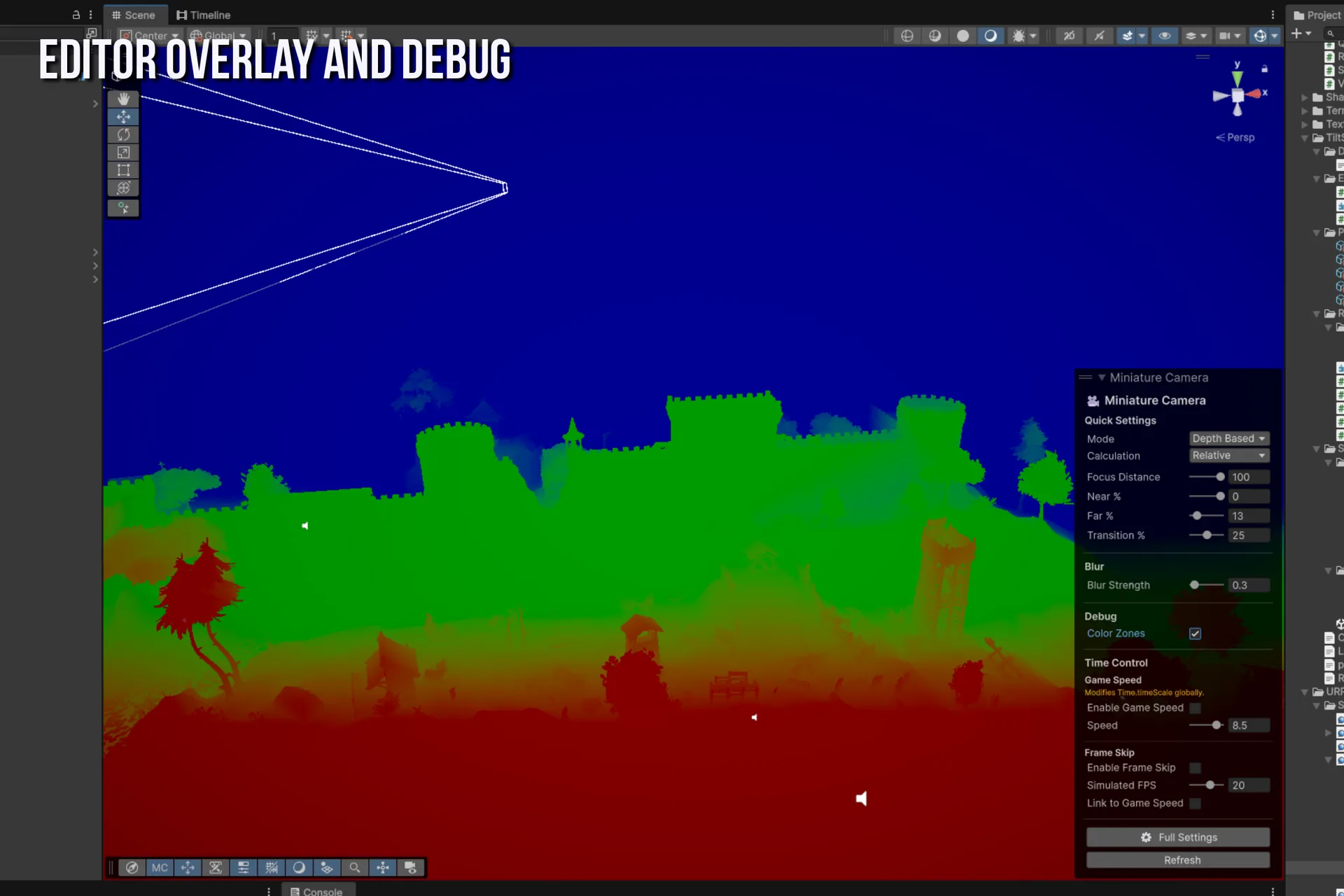 Scene View overlay and debug panel in Unity editor